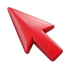 Wall Mural - red computer mouse pointer arrow icon 3d icon in cartoon plastic style minimal isolated on transpare