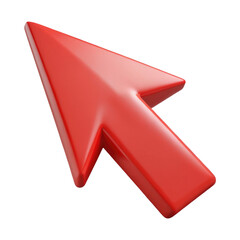 Wall Mural - red computer mouse pointer arrow icon 3d icon in cartoon plastic style minimal isolated on transpare