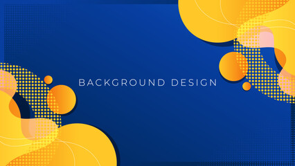 Wall Mural - Modern Abstract Blue and Yellow Geometric Background Design. Blue Background with Yellow Fluid Wave Object Decoration