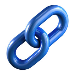 Wall Mural - blue chain link illustration with glossy finish 3d icon in cartoon plastic style minimal isolated on