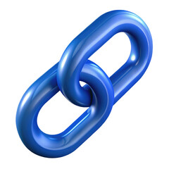 Wall Mural - blue chain link illustration with glossy finish 3d icon in cartoon plastic style minimal isolated on