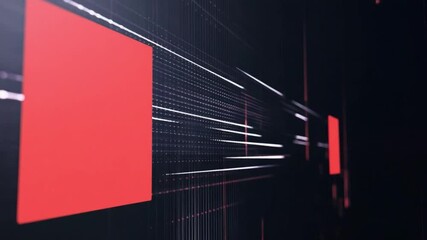 Wall Mural - Digital Abstraction: Dynamic geometric composition with red squares and linear elements. conveying concept in futuristic digital realm.