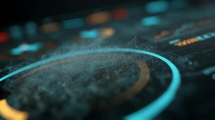 Wall Mural - futuristic heads up display - hud - showcasing data analysis with a glowing circular graph, network 