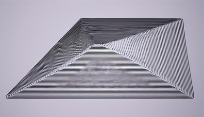 Wall Mural - abstract 3d optical line art shape with symmetrical black contour loops on gradient violet backgroun