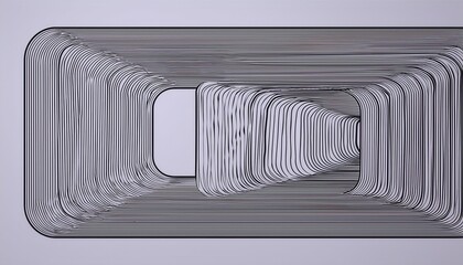Wall Mural - abstract 3d optical line art shape with symmetrical black contour loops on gradient violet backgroun