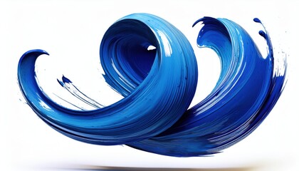 Wall Mural - dynamic blue abstract swirl with energetic brush stroke motion and circular waveform on white backgr