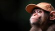 © Larisa AI - A young monkey in a stylish cap gazes upward thoughtfully, exuding innocence and curiosity while inviting viewers to contemplate the wonders of nature and life.