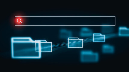 Wall Mural - digital search and connection: a visual representation of data search and digital connectivity, with