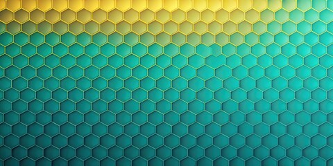 Wall Mural - abstract hexagonal pattern with gradient color shift from golden yellow to teal green