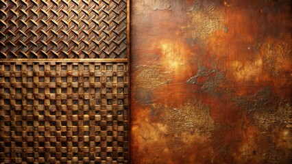 Wall Mural - intricate metallic textures a rich brown and gold panel with woven and geometric designs