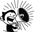 © Vectorart420 - Happy Cartoon Character yelling Through Megaphone Silhouette Vector, suit, working, politician, protest, bossy, holding