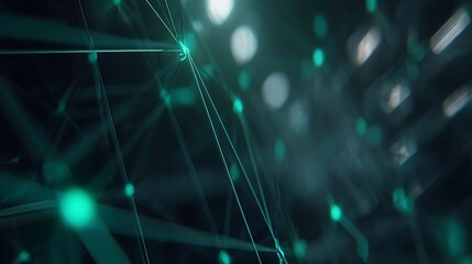 Abstract network of interconnected lines and glowing points