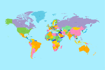 Naklejka na meble Colorful Editable Vector World Map for PowerPoint and Presentation Use.