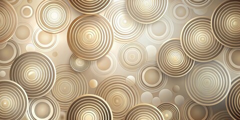 Wall Mural - abstract beige and gold concentric circles design, stylish overlapping rings pattern for modern deco