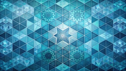Wall Mural - abstract blue geometric mosaic tile pattern with intricate star and floral designs