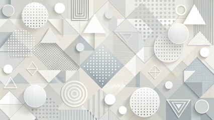 Wall Mural - abstract geometric pattern design with subtle shadows and textures in a monochromatic palette