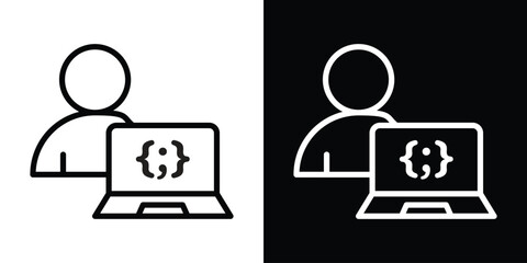 Programmer icon filled flat sign concept for web design.