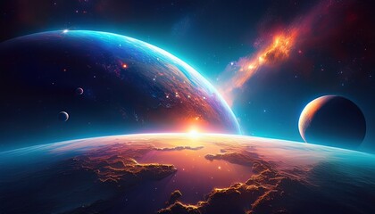outer space earth view illustration for astronomy and science design
