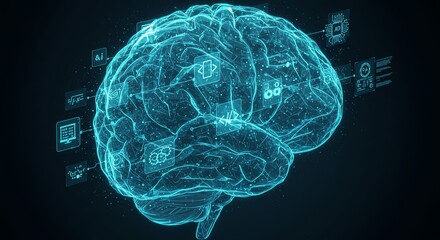 Brain technology artificial intelligence modern concept