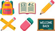 © kdpprosolutions2015 - Back to school icon pack with backpack notebook pencils eraser chalkboard and math book in clean layout