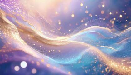 Wall Mural - ethereal glitter wave in pastel light with glowing particles and soft golden shimmer, ideal for web 