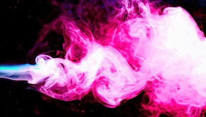 Wall Mural - vibrant neon pink and purple smoke swirl on black background for digital artwork, vapor texture, web