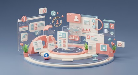 Modern digital interface design concept with platforms