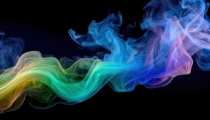 Wall Mural - vibrant multicolor abstract smoke wave on black background for digital design, branding, web layout,