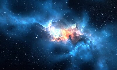 Wall Mural - Cosmic nebula: A vibrant dance of interstellar gas and dust.