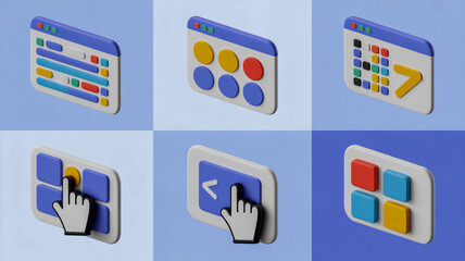 Web development design elements for app interface and website development process