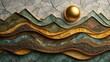 © Stormlab99 - Abstract Gold Sun Mountains  Layered Texture Art, Modern Minimalist Landscape Design