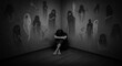 © Item.io - Dark shadows haunt lonely soul trapped in fear and despair chilling grayscale artwork, picture of schizophrenia sufferer