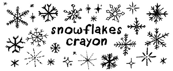 Wall Mural - christmas snowflake set with wax, black crayon or charcoal texture. quirky chalkboard style, perfect