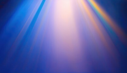 Wall Mural - ethereal sunlight beams and vibrant rainbow streak on dreamy purple-blue sky background for mystical
