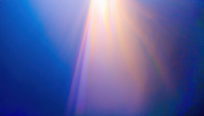 Wall Mural - ethereal sunlight beams and vibrant rainbow streak on dreamy purple-blue sky background for mystical