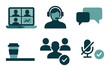 © Soliannikov Yevhenii - Remote collaboration icons set – silhouette, teamwork and communication symbols