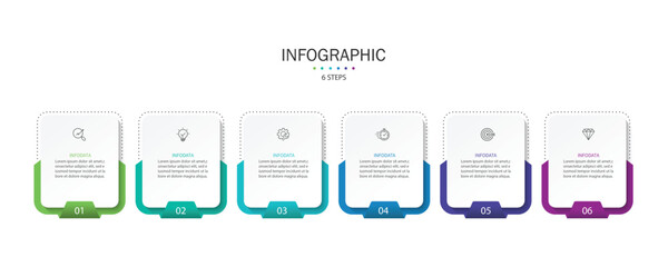 Wall Mural - design template for vector infographic labels with icons and 6 options or steps. suitable for proces
