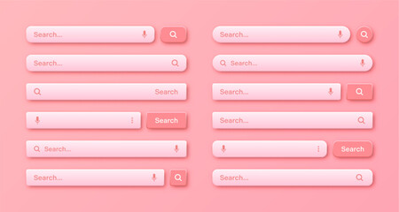 Wall Mural - colorful 3d search bar templates. internet browser engine with search box, address bar and text fiel