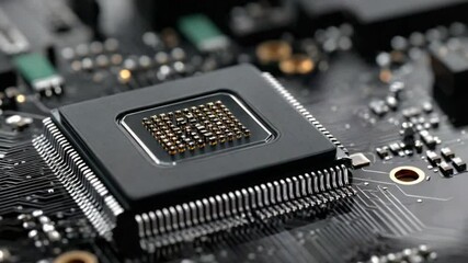 Wall Mural - detailed close-up of a modern computer processor on circuit board