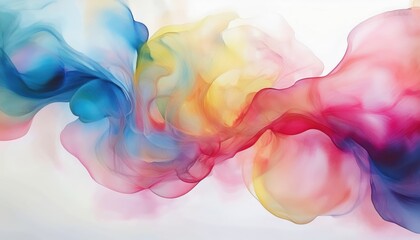 Wall Mural - fluid abstract wave in multicolor smoke effect with blue, red, yellow and pink tones for modern web 