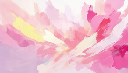Wall Mural -  abstract pastel pink and yellow brushstroke painting with soft textures and radiant light for feminine branding, poster design, or modern web background