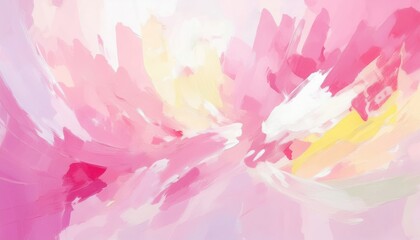 Wall Mural - abstract pastel pink and yellow brushstroke painting with soft textures and radiant light for femini