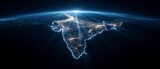 India at Night Glowing Map Cinematic Lights Space for Text