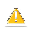 © FryArt - Yellow triangle exclamation point warning icon sign illustration graphic for attention concept and caution symbol on black background