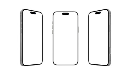 Wall Mural - monochrome mobile phone mockup trio with blank screens. perfect for ui presentations, app demos, or 