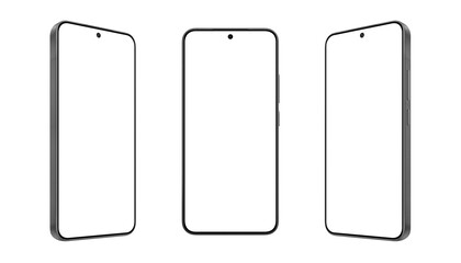 Wall Mural - minimal black phone mockup set with silver frame and empty screens. ideal for showcasing mobile ux, 