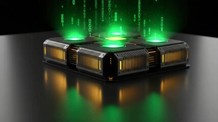 Futuristic Device Sending Binary Code in a Dark Setting