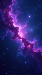 galactic nebula with swirling purple gas and stars against a dark blue cosmic background, gas, space