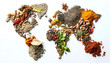 © wolfelarry - World map made of different aromatic spices on white background