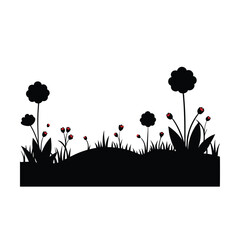 Wall Mural - Vector floral background with poppies, butterflies, and green grass creates a beautiful spring and summer nature illustration
